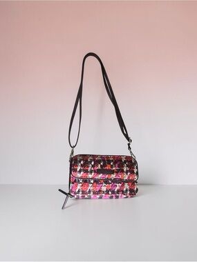 Vera Bradley Pink Multicolor Floral Crossbody with Black Strap
